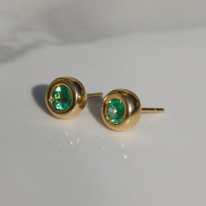 Estate Colombian Emerald Stud Earrings 18k