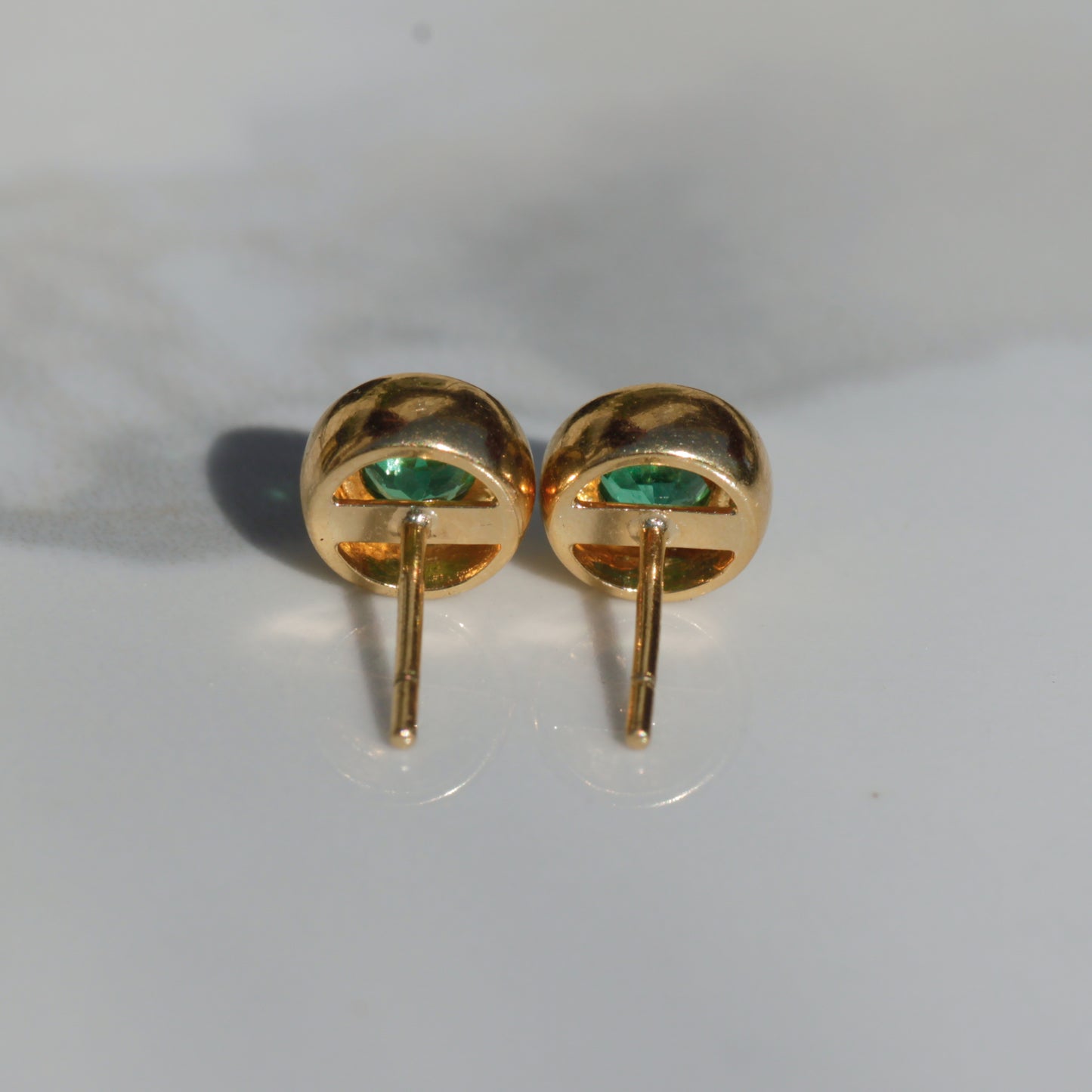 Estate Colombian Emerald Stud Earrings 18k