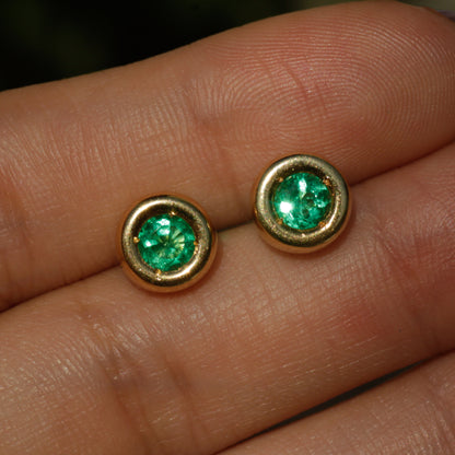 Estate Colombian Emerald Stud Earrings 18k