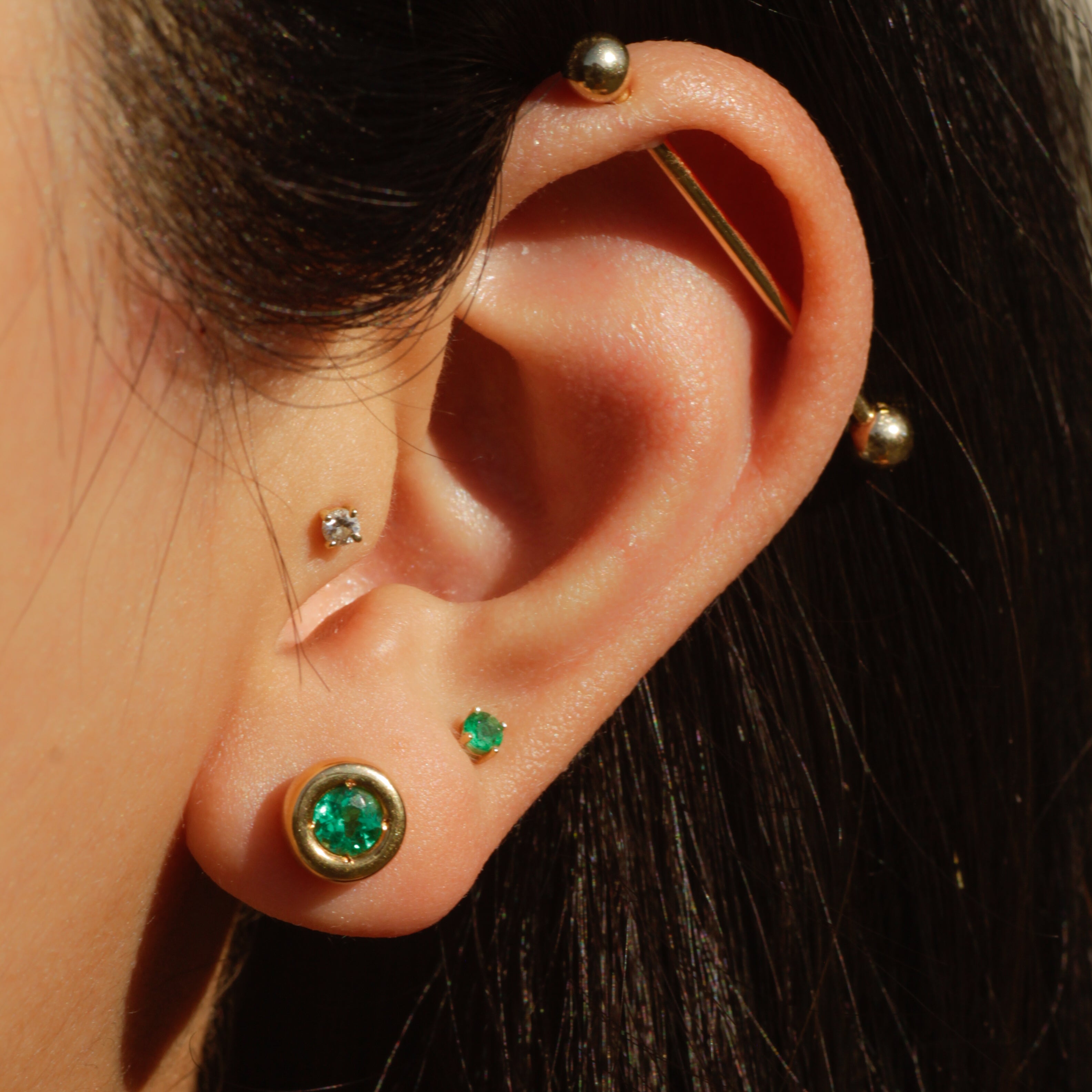 Estate Colombian Emerald Stud Earrings