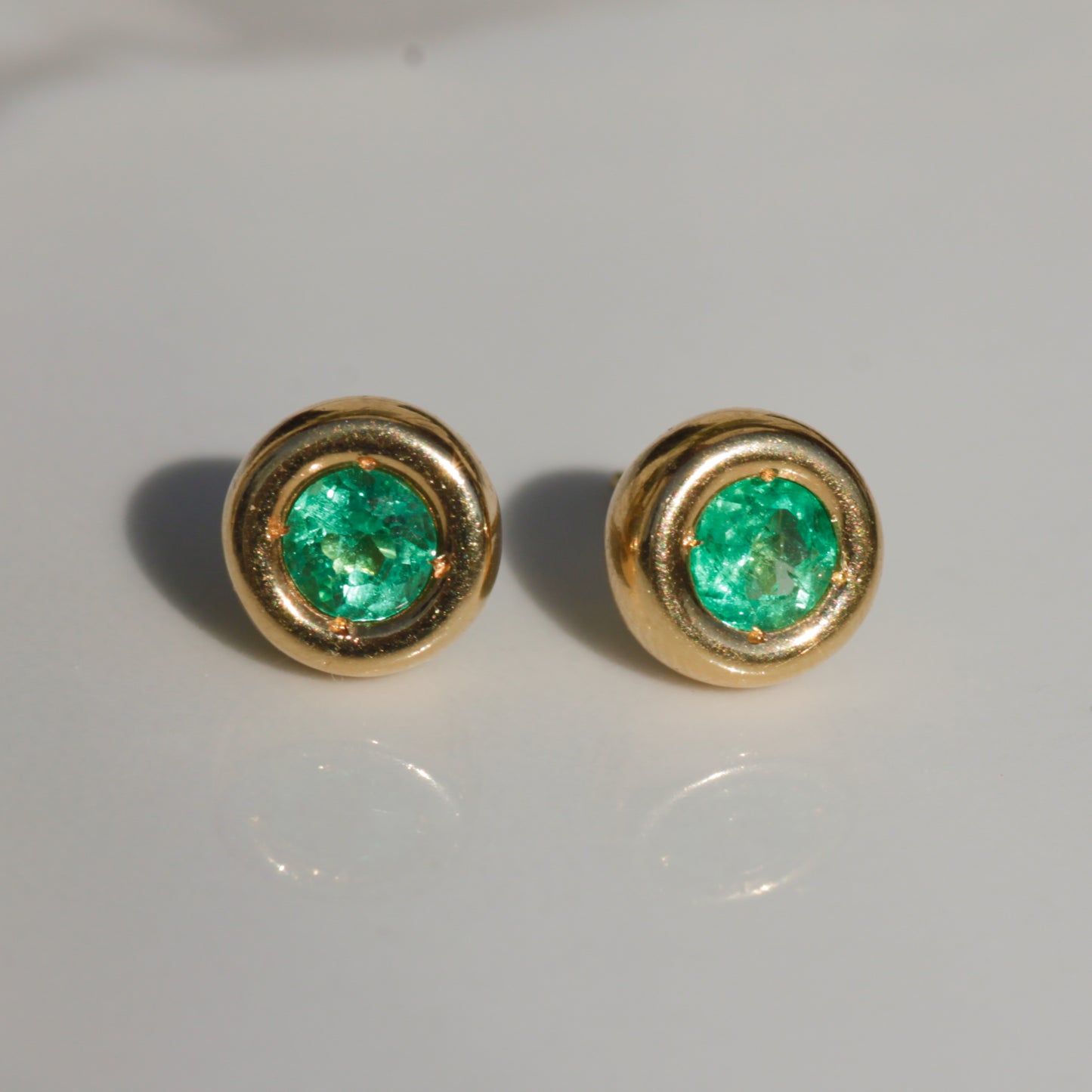 Estate Colombian Emerald Stud Earrings 18k