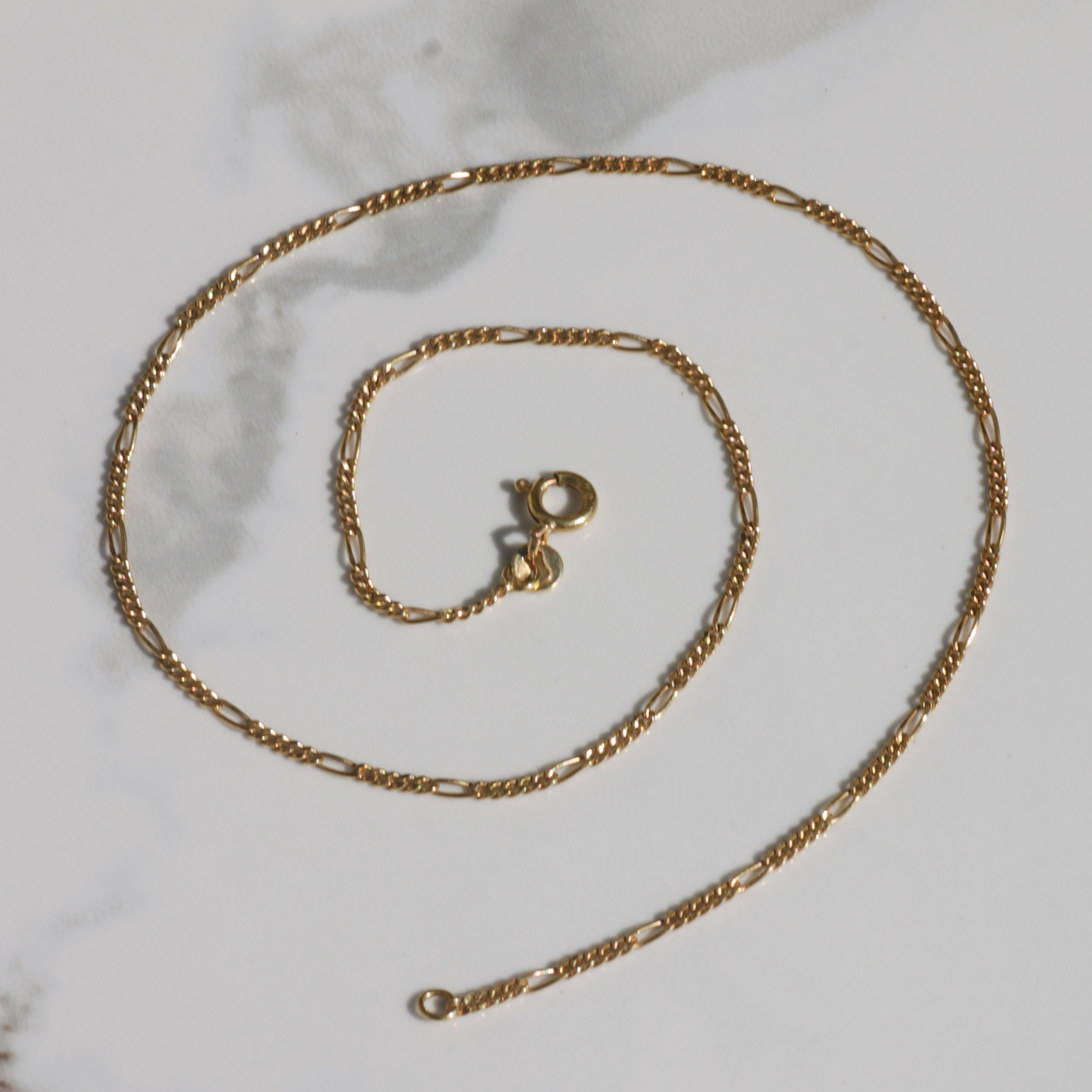 Vintage Figaro Chain Necklace 14.75" 18k Gold