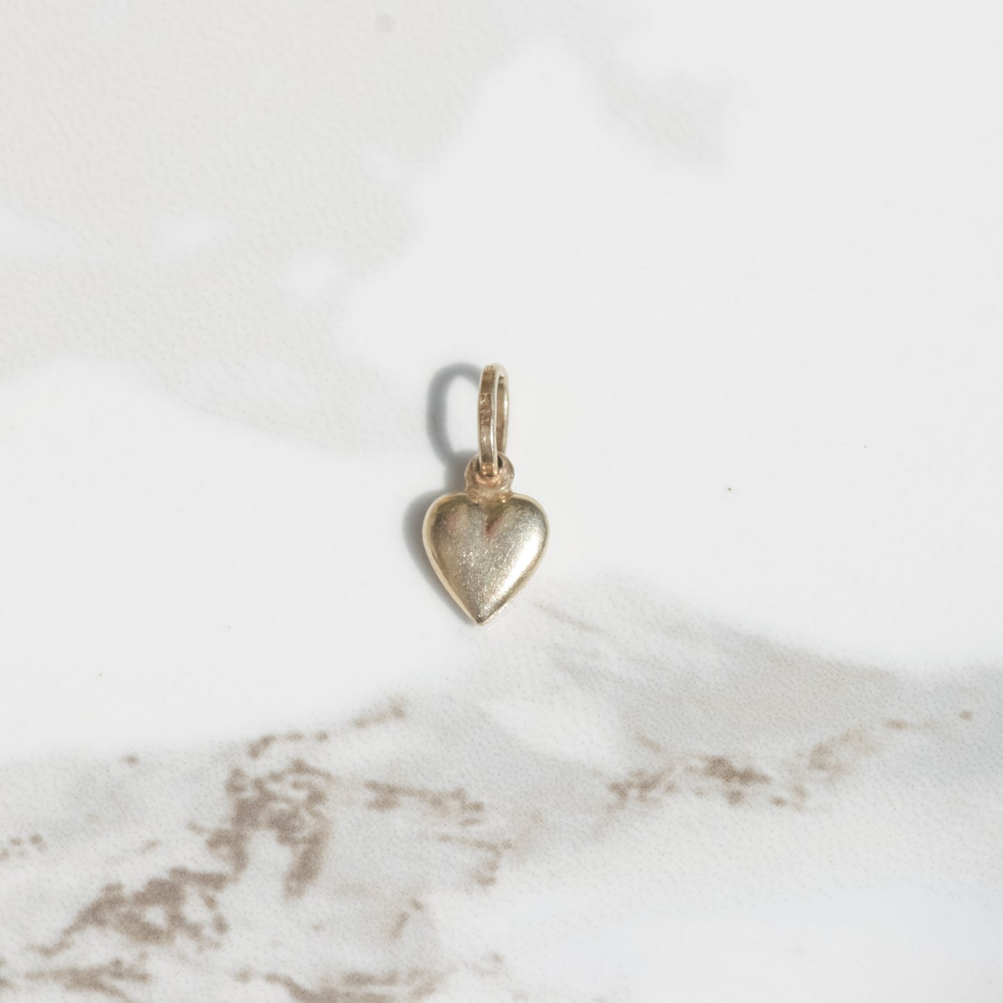 Vintage Puffy Heart Charm 14k