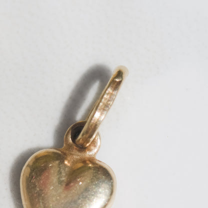 Vintage Puffy Heart Charm 14k