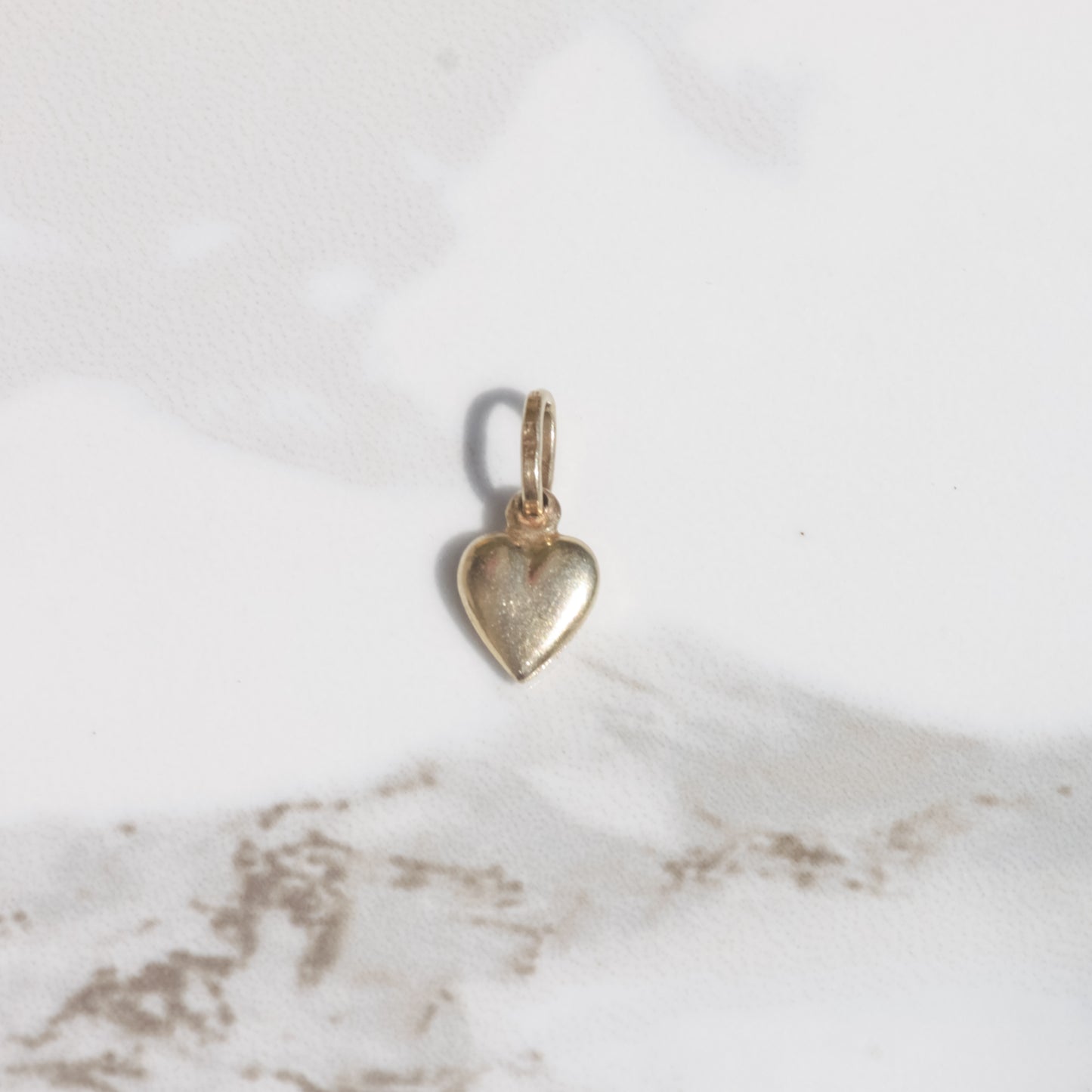 Vintage Puffy Heart Charm 14k