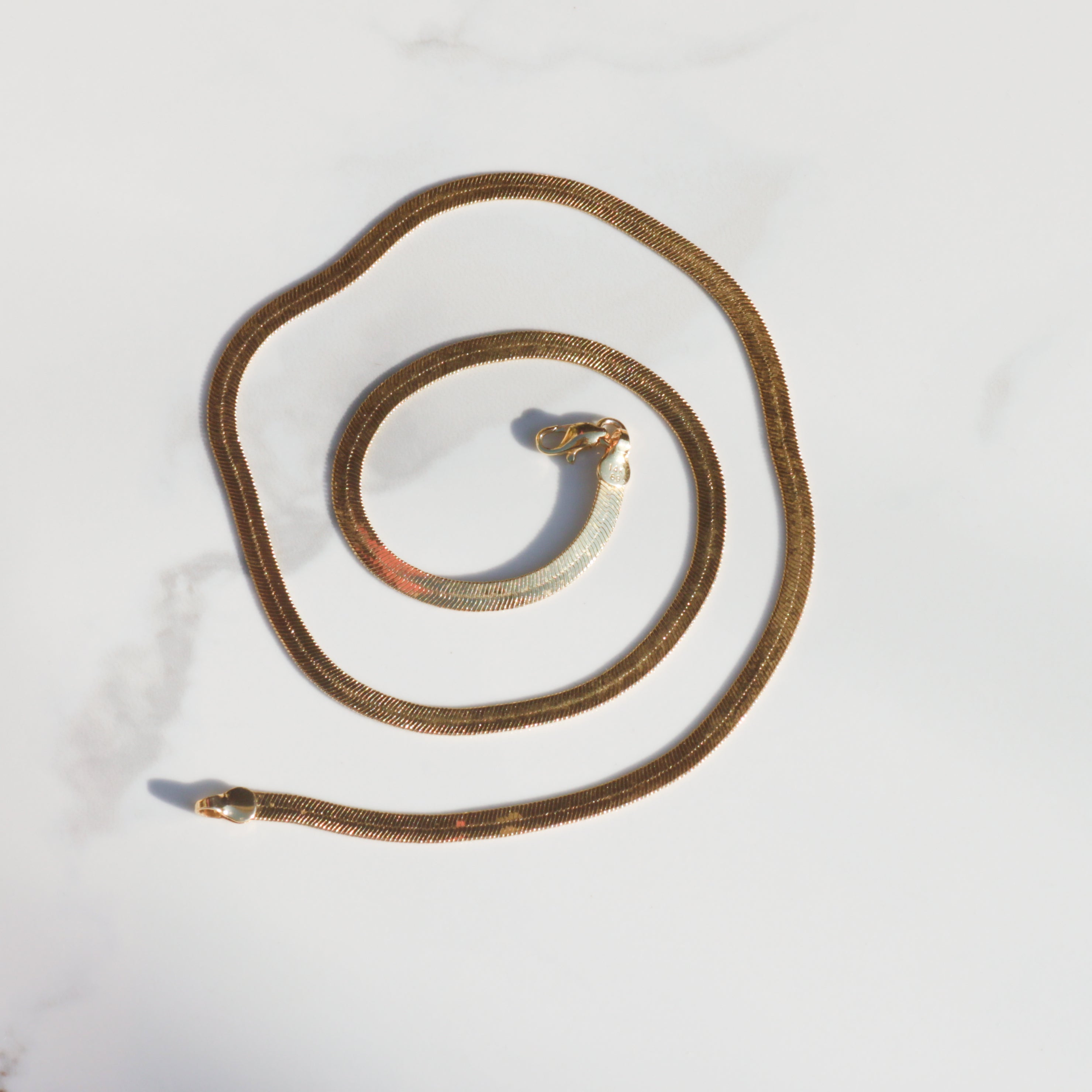 Vintage 14k Gold 4.2 mm Herringbone Necklace 20"