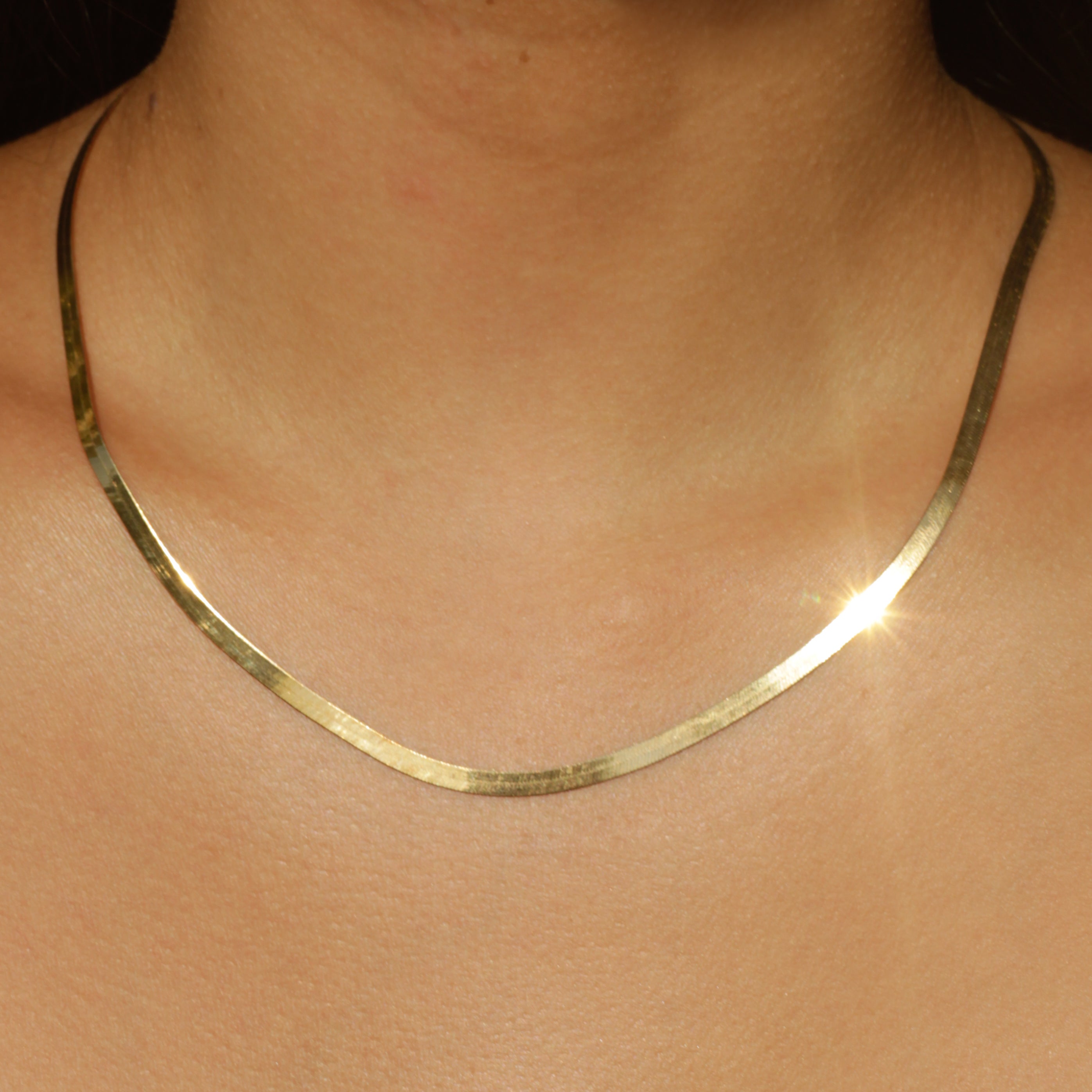 Vintage 3.4 mm Herringbone Chain 18" 14k Gold