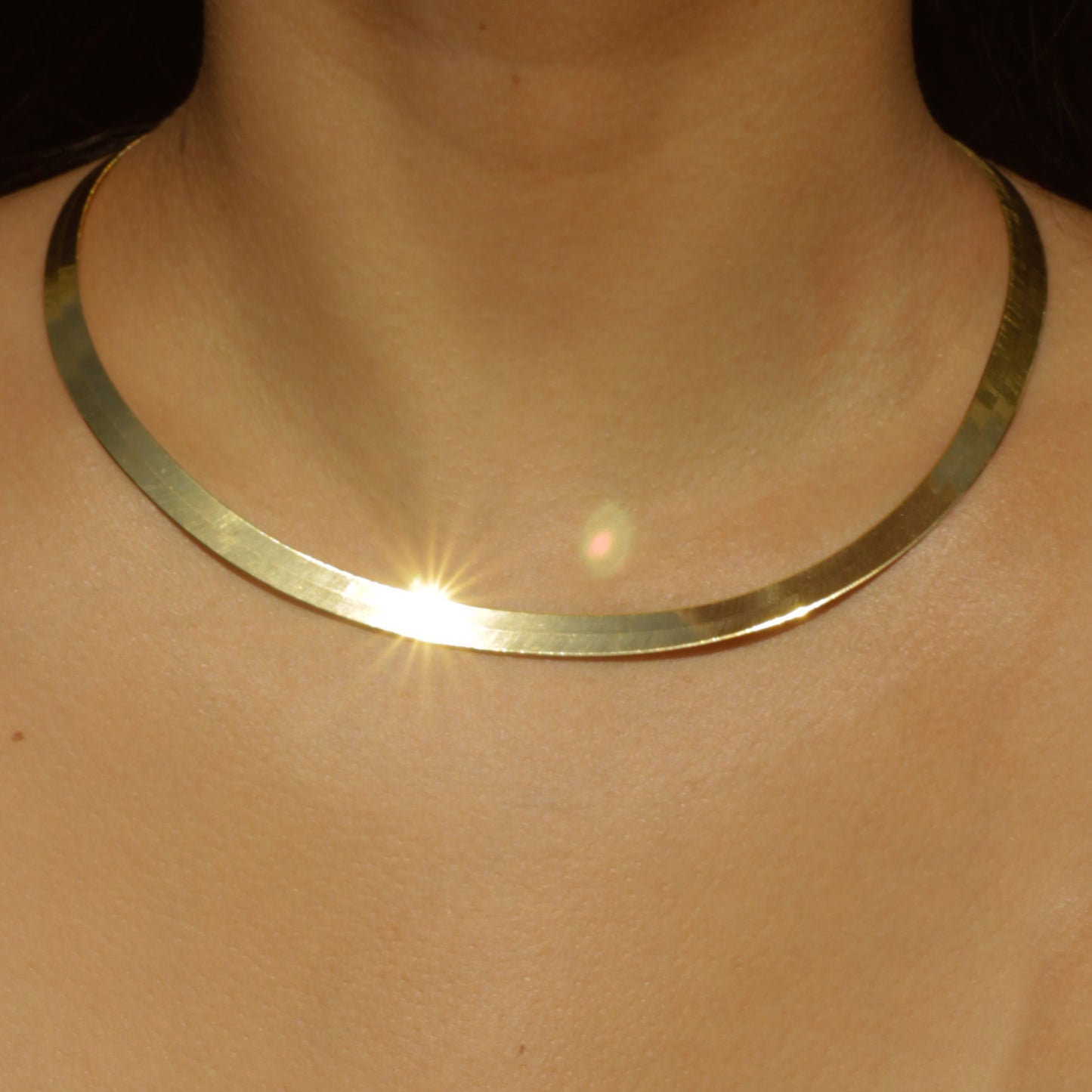 Vintage 7mm Herringbone Necklace 14k 18"