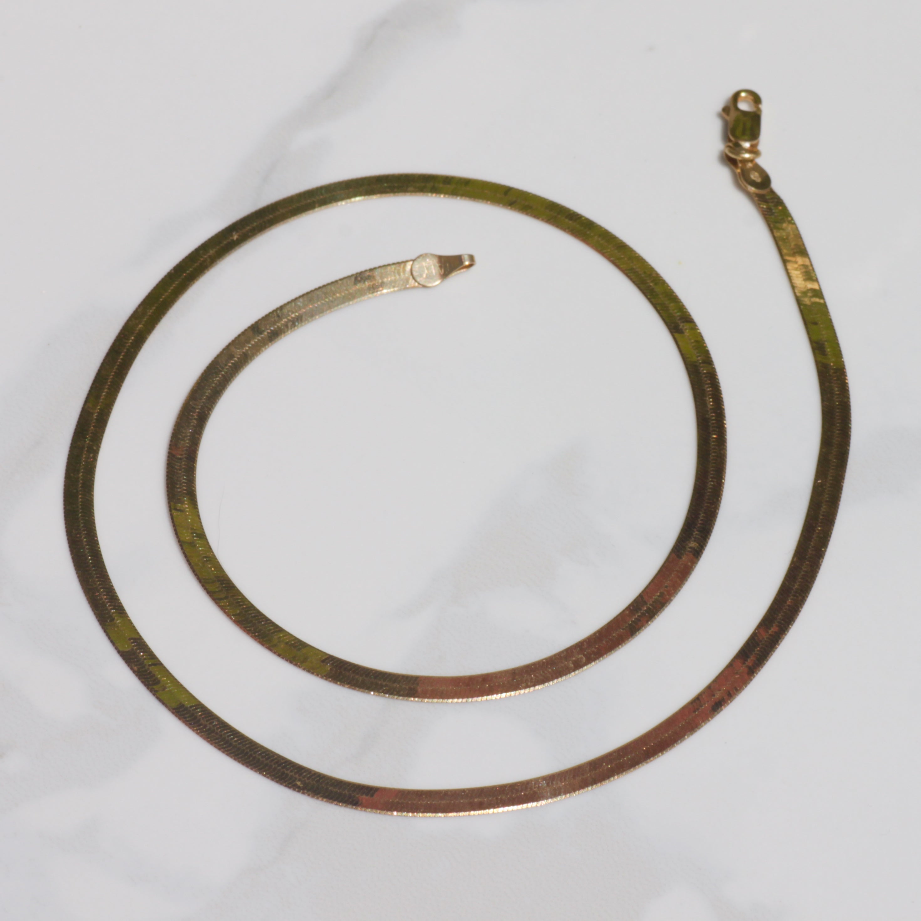 Vintage 3.4 mm Herringbone Chain 18" 14k Gold
