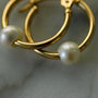 Vintage 14k Gold Pearl Huggie Hoops