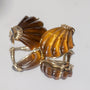 Vintage Carved Tiger's Eye Shell Statement Leverback Earrings 14k