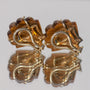 Vintage Carved Tiger's Eye Shell Statement Leverback Earrings 14k