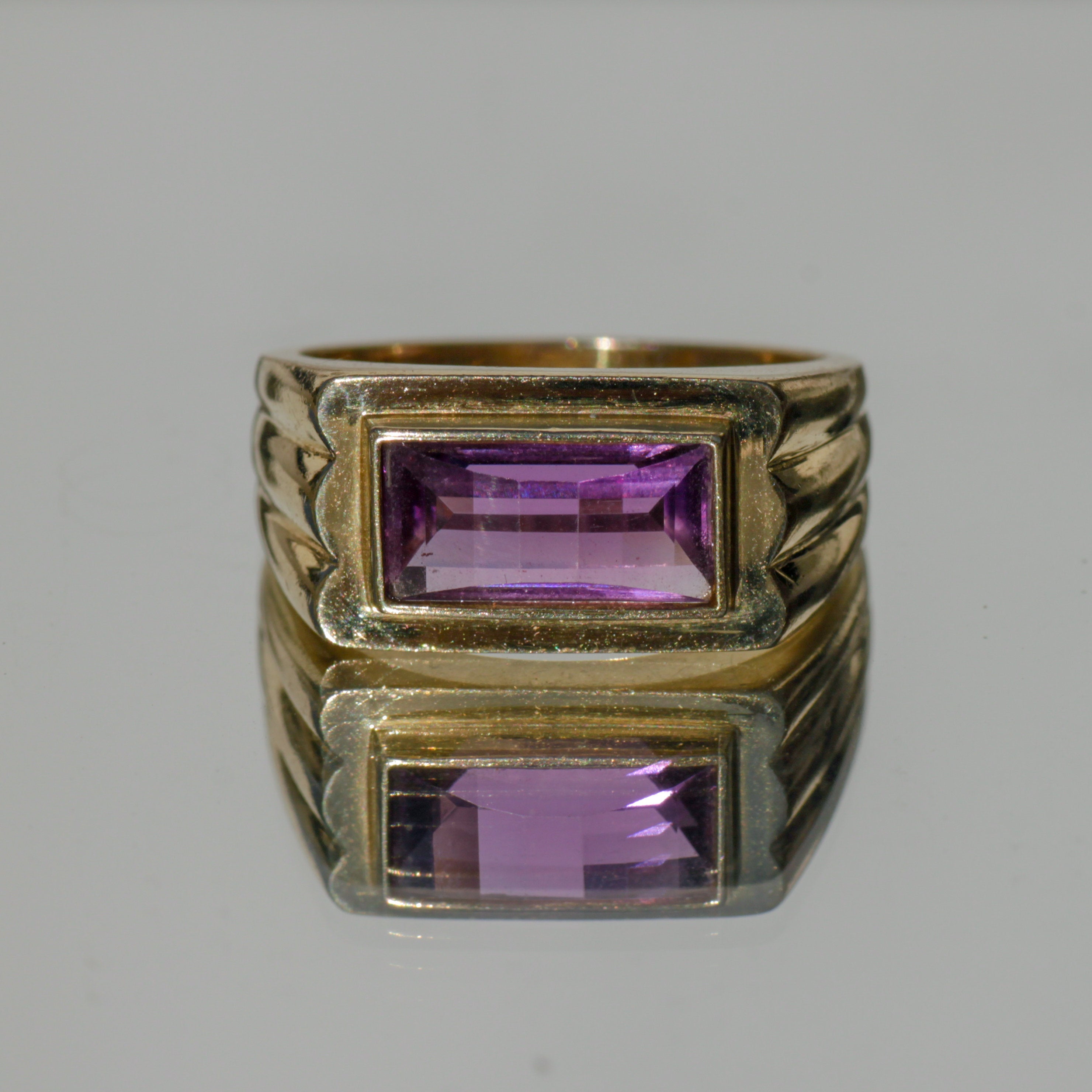 Vintage Amethyst Statement Signet Ring 14k Sz 8 1/4