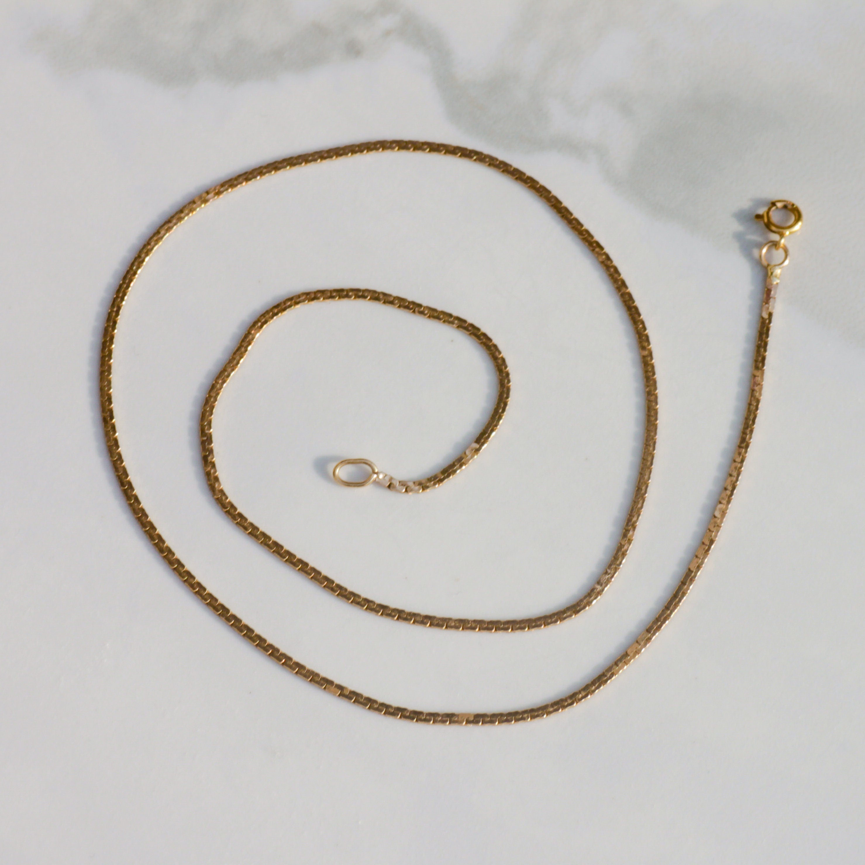 Vintage Flat Chain Choker 14k Solid Gold