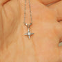 Vintage Diamond Star Pendant Necklace 14k White Gold