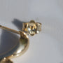 Vintage Huggie Half Hoop with Ball Dangle Earrings 14k