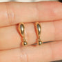 Vintage Huggie Half Hoop with Ball Dangle Earrings 14k
