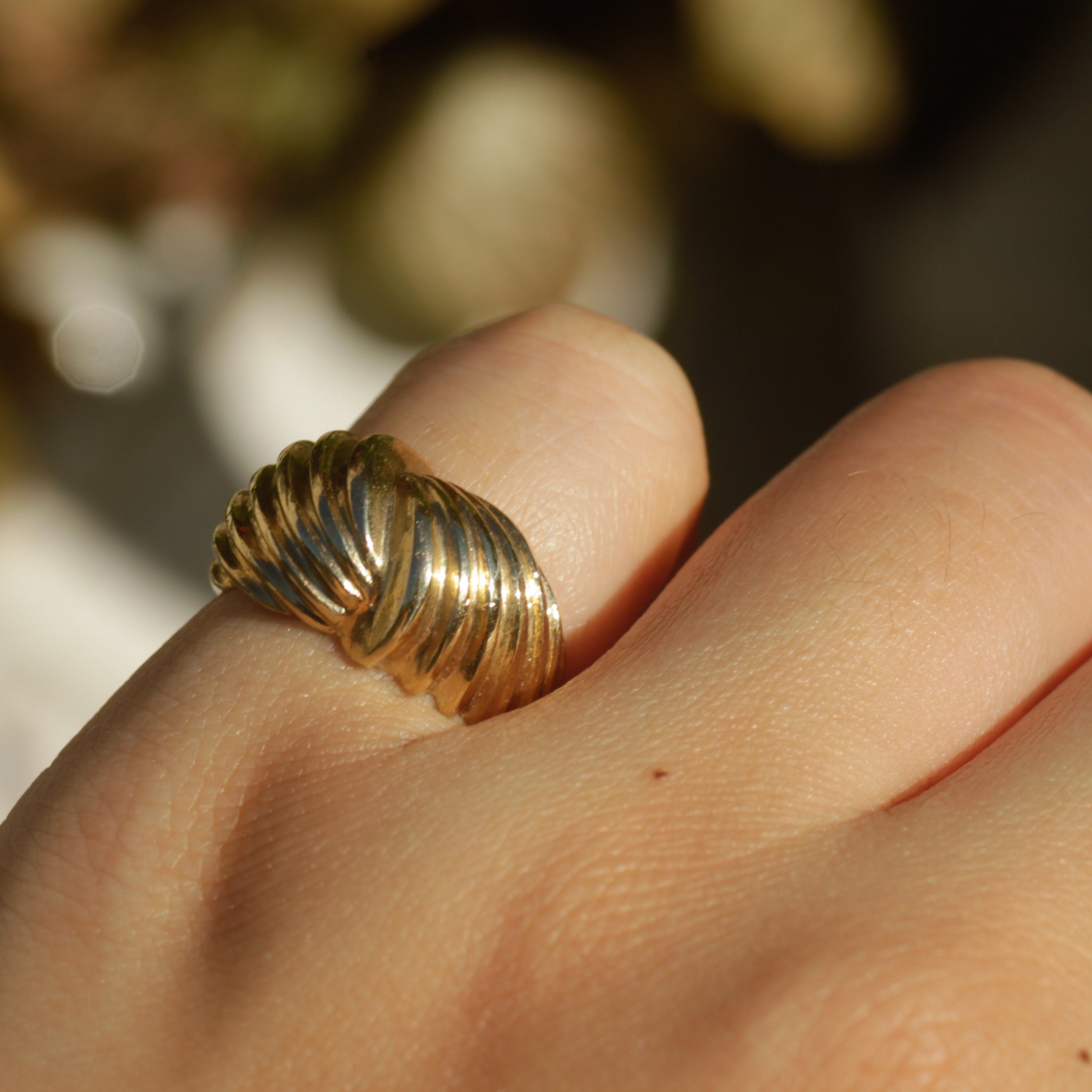 Vintage Chunky Twisted Ripple Ring 14k Sz 3.75