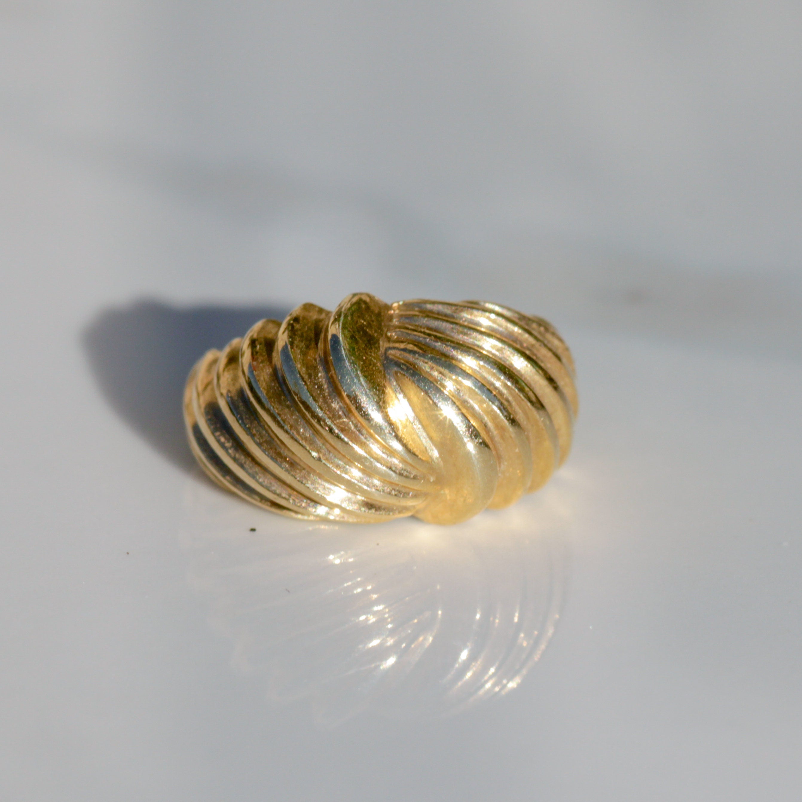 Vintage Chunky Twisted Ripple Ring 14k Sz 3.75