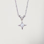Vintage Diamond Star Pendant Necklace 14k White Gold