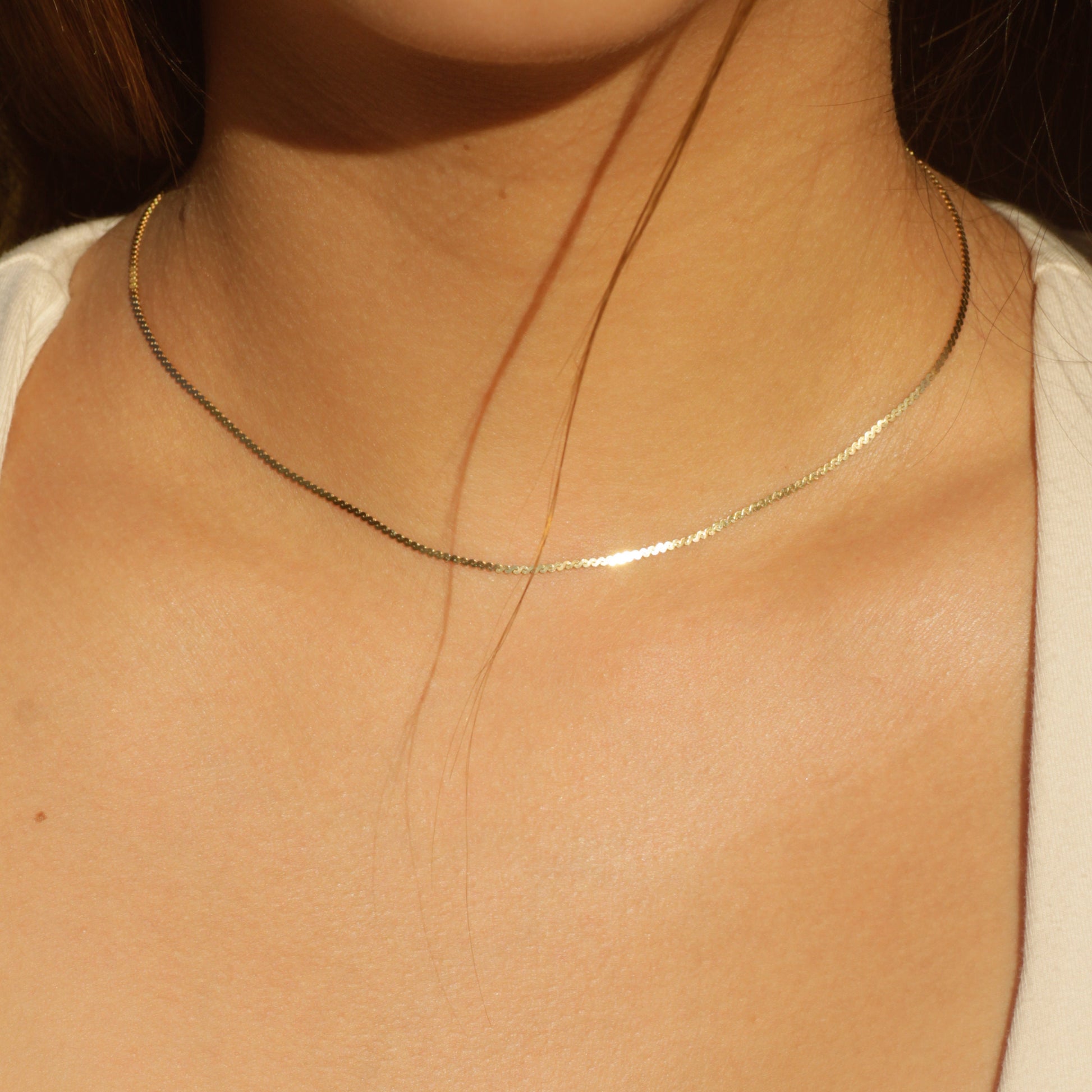 Vintage Serpentine Chain Choker 15" 14k Gold