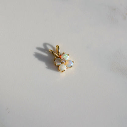 Vintage Opal Flower Diamond Charm 14k