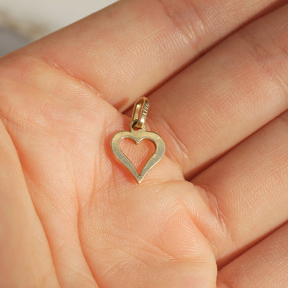 Vintage Open Heart Charm 14k