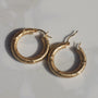 Vintage Diamond Cut Tube Hoop Earrings 14k