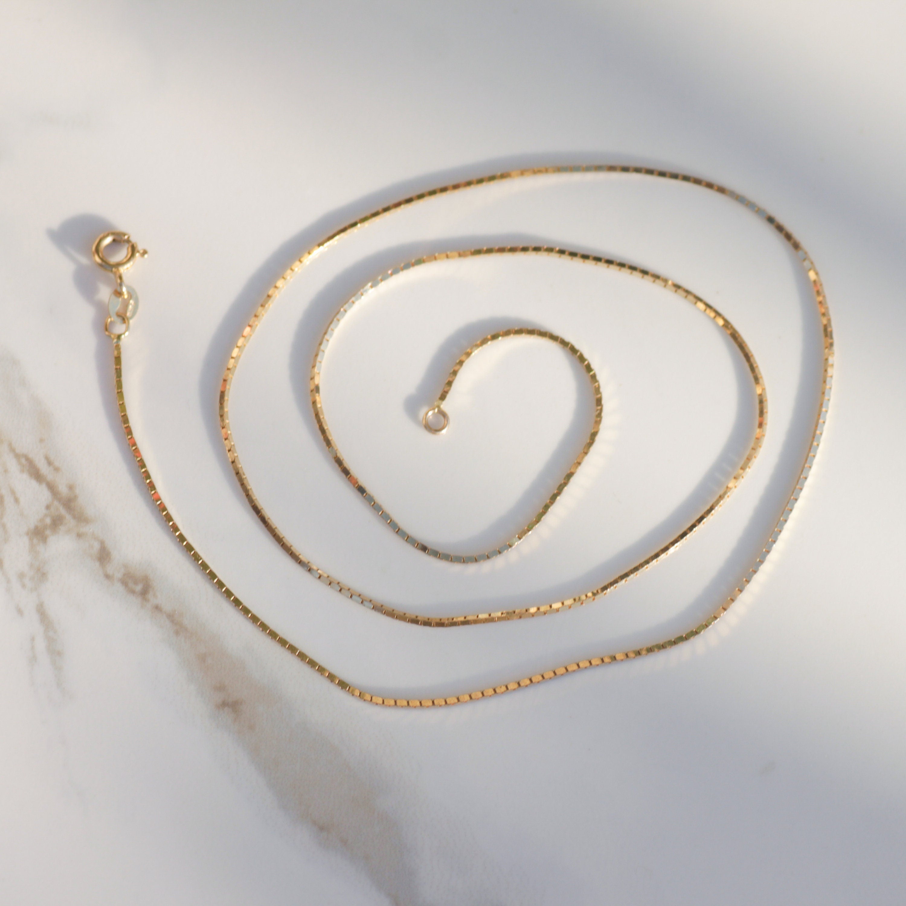 Vintage Box Chain 14k Solid Gold