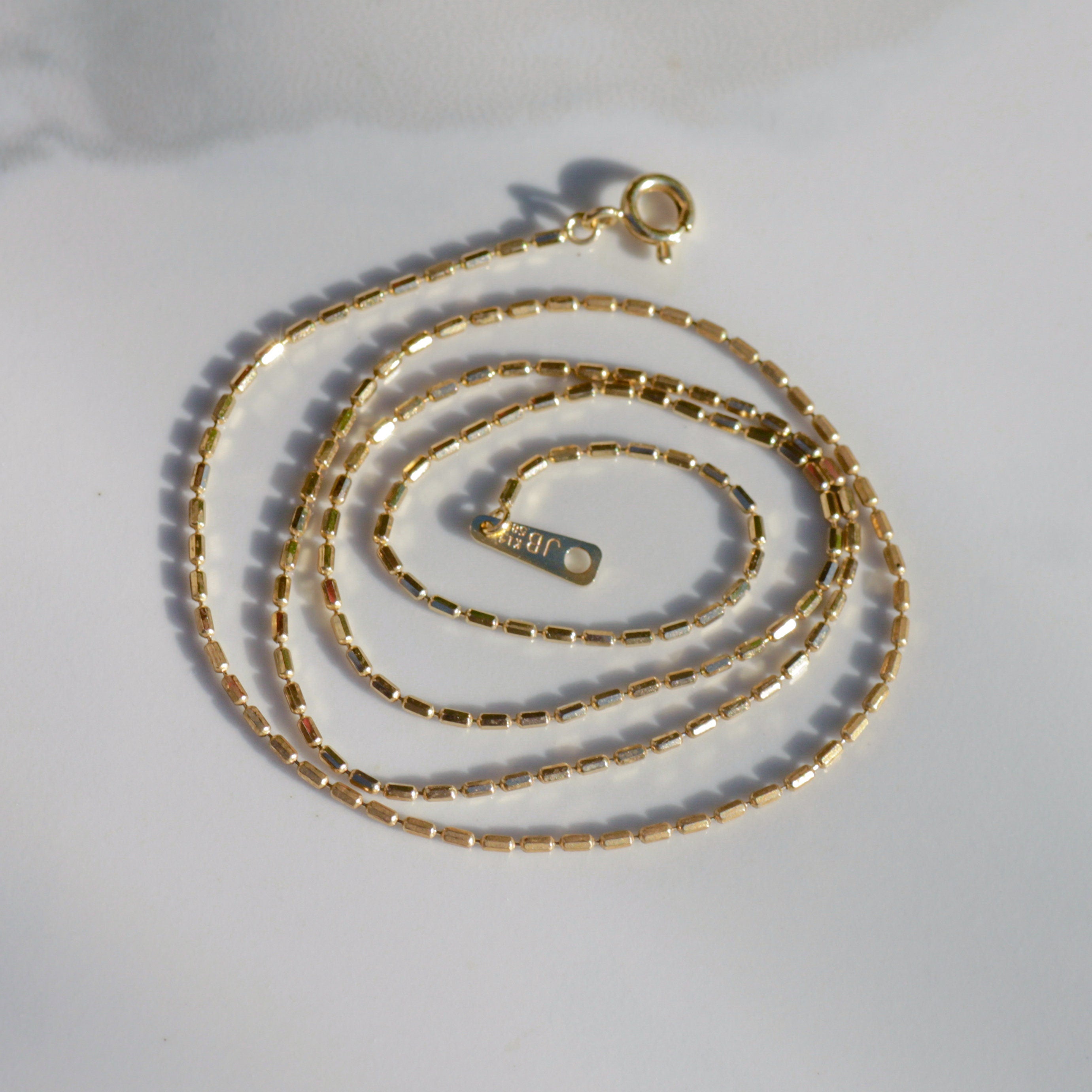Vintage Beaded Chain Necklace 17.75" 14k Gold