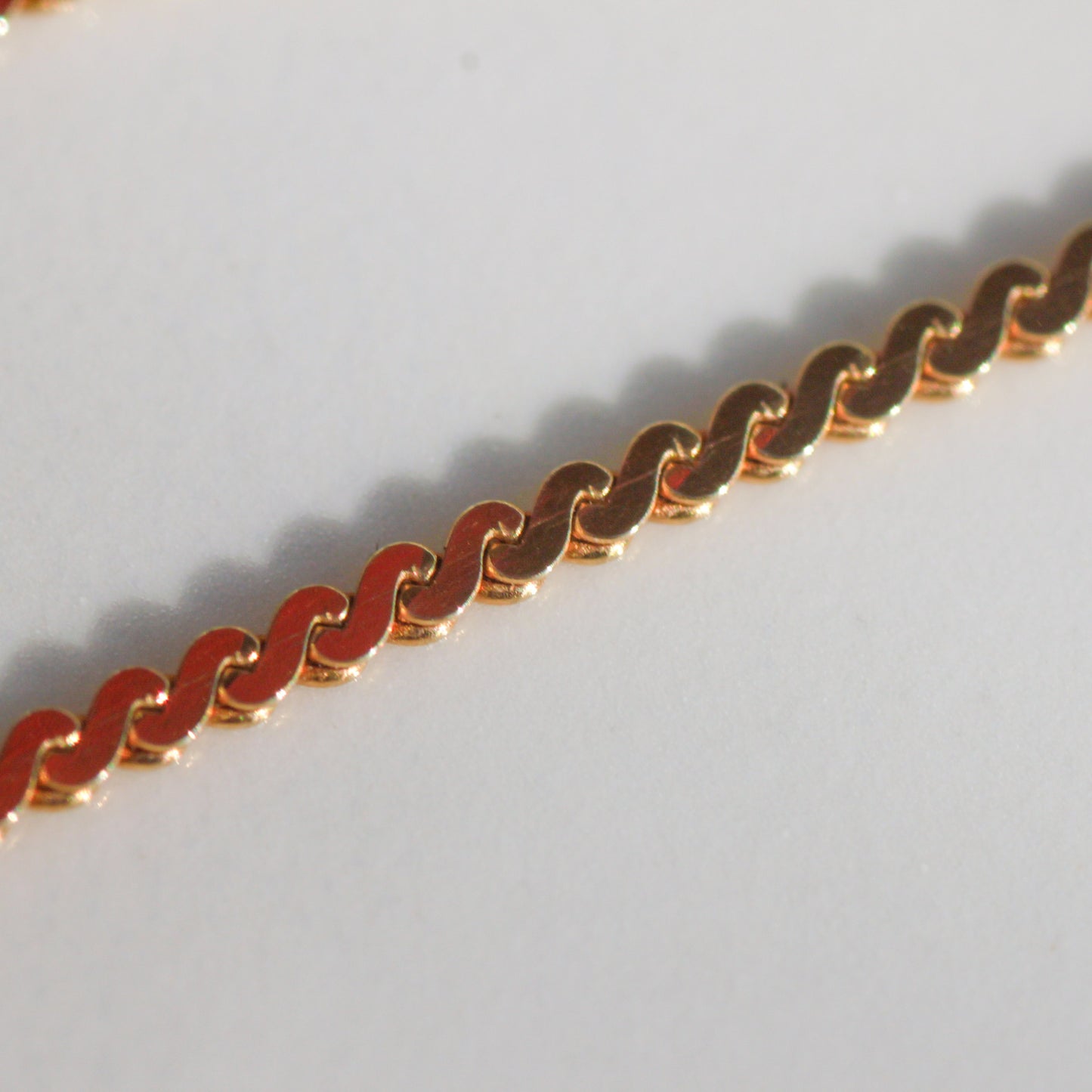 Vintage Serpentine Chain Choker 15" 14k Gold