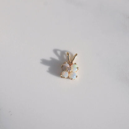 Vintage Opal Flower Diamond Charm 14k