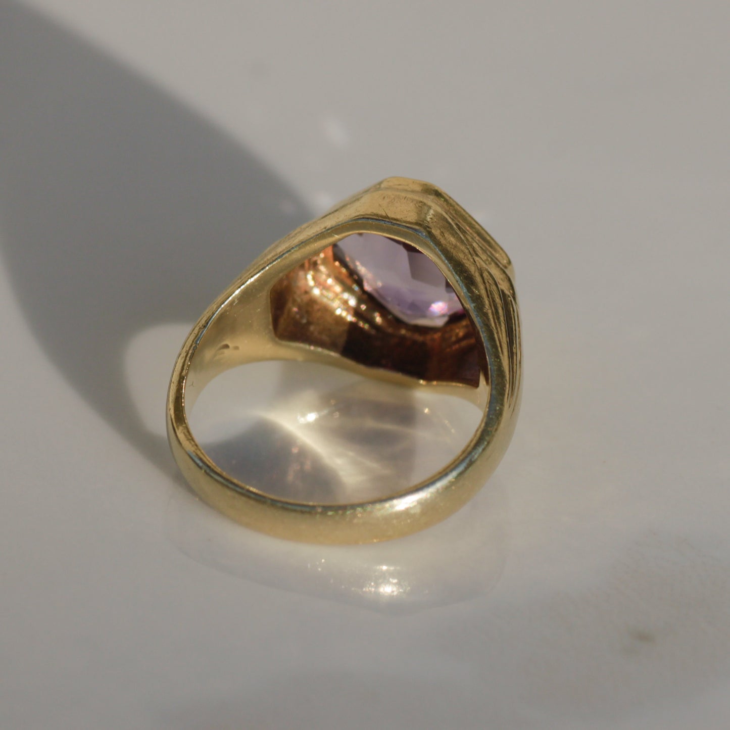 Art Deco Amethyst Signet Ring 10k Gold Sz 6 3/4