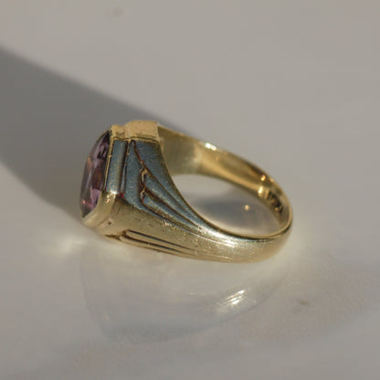 Art Deco Amethyst Signet Ring 10k Gold Sz 6 3/4