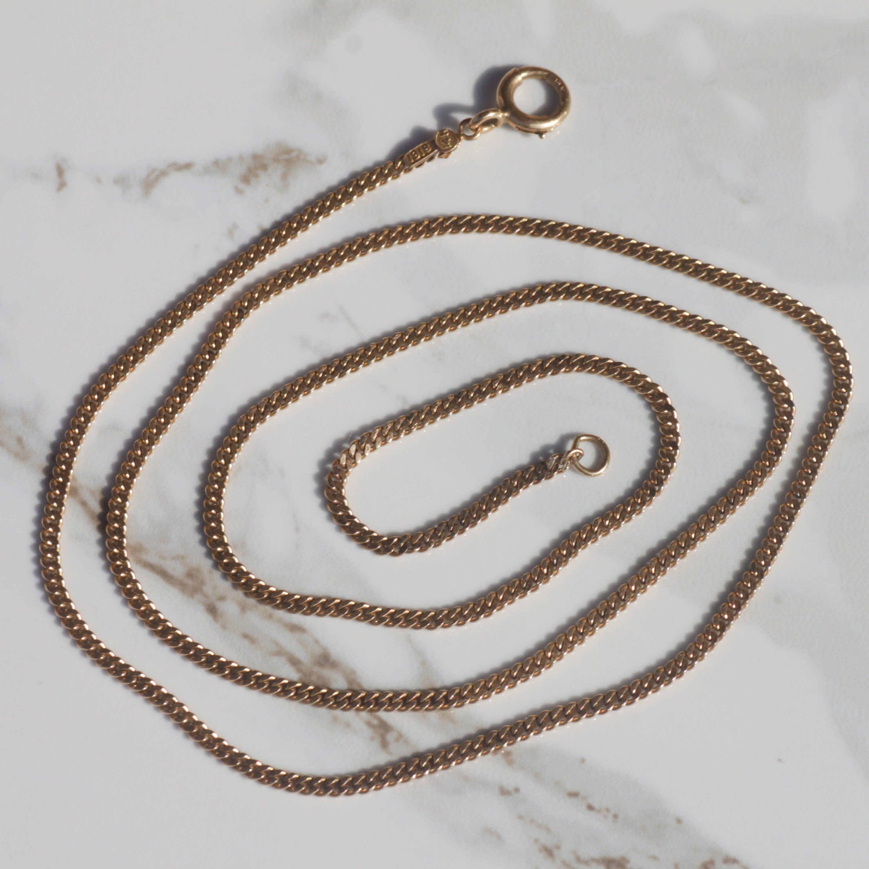 Antique Curb Chain Necklace 26" 14k Gold