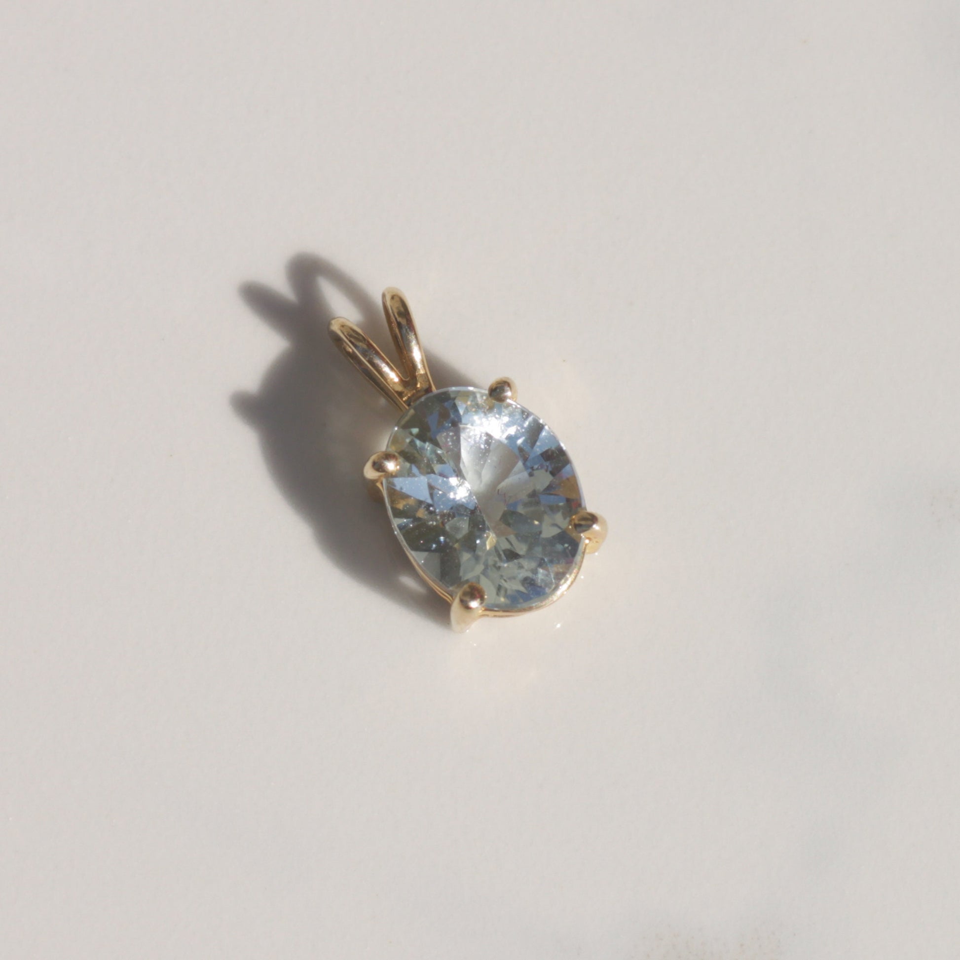 Vintage Oval Aquamarine Pendant 14k