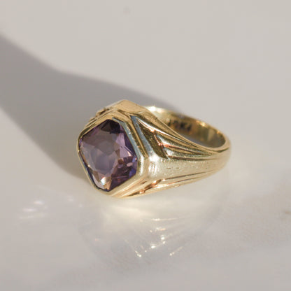 Art Deco Amethyst Signet Ring 10k Gold Sz 6 3/4