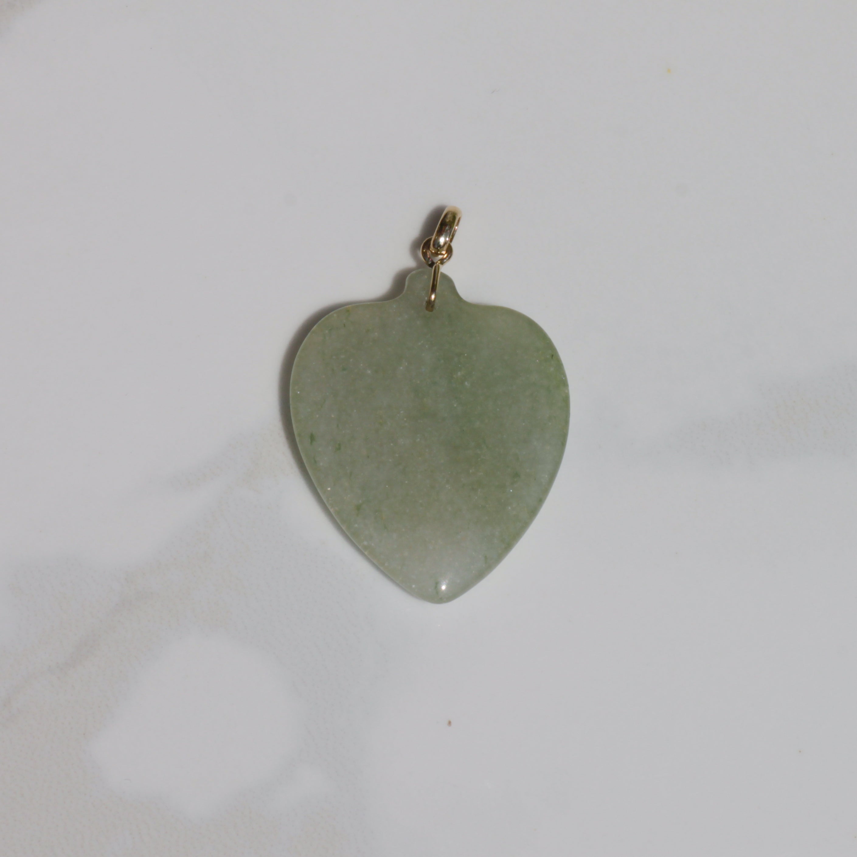 Vintage Jade Heart Pendant 14k