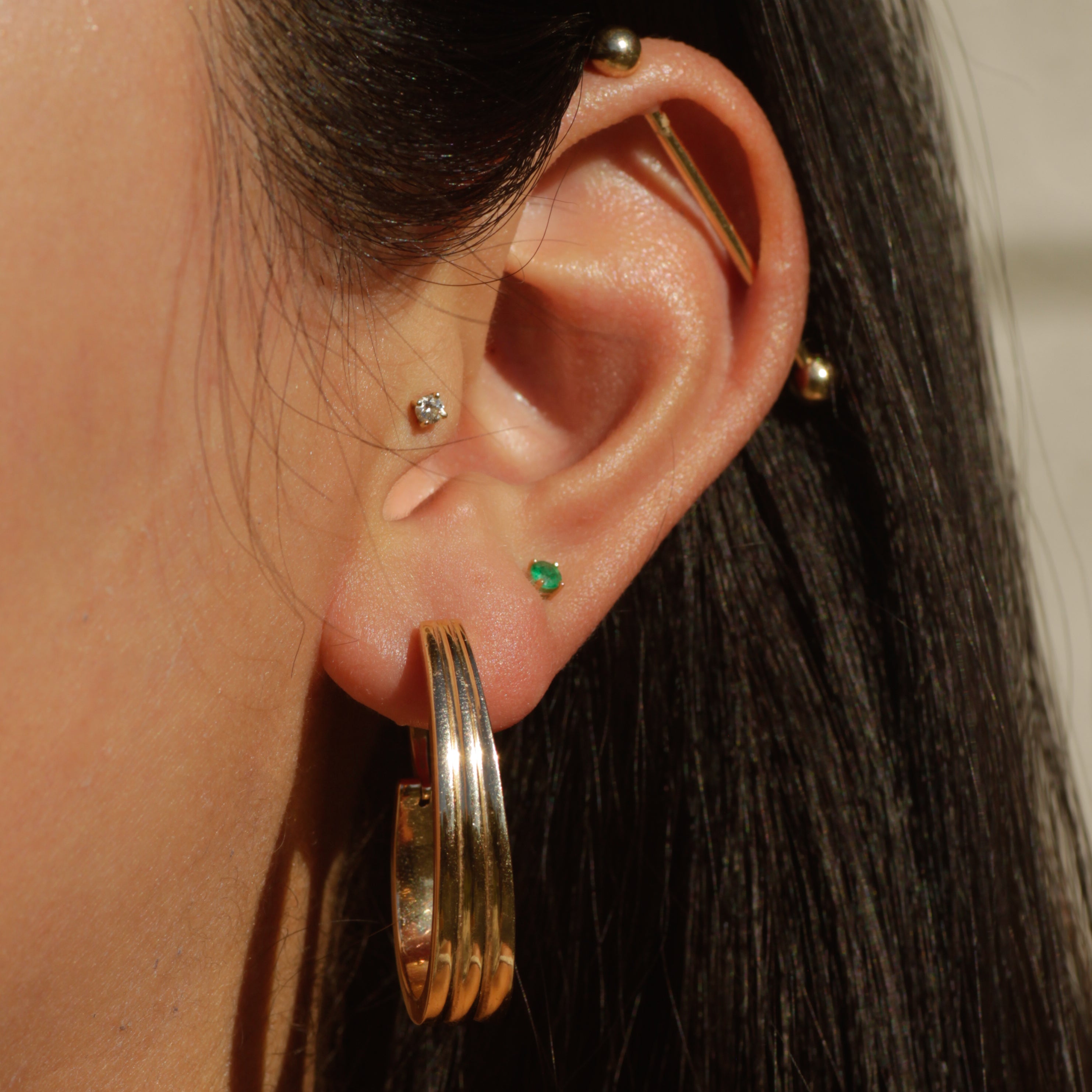Vintage J Hoop Earrings 14k