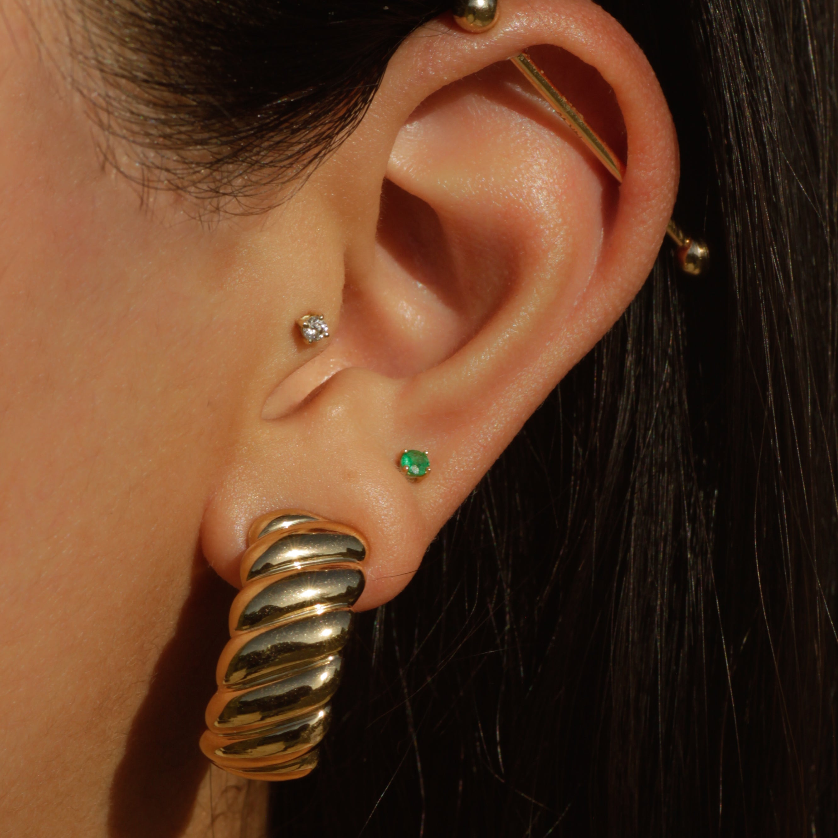 Vintage Chunky Shrimp Hoop Earrings