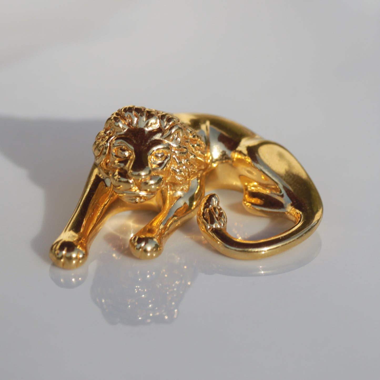 Vintage Lion Slider Pendant 14k