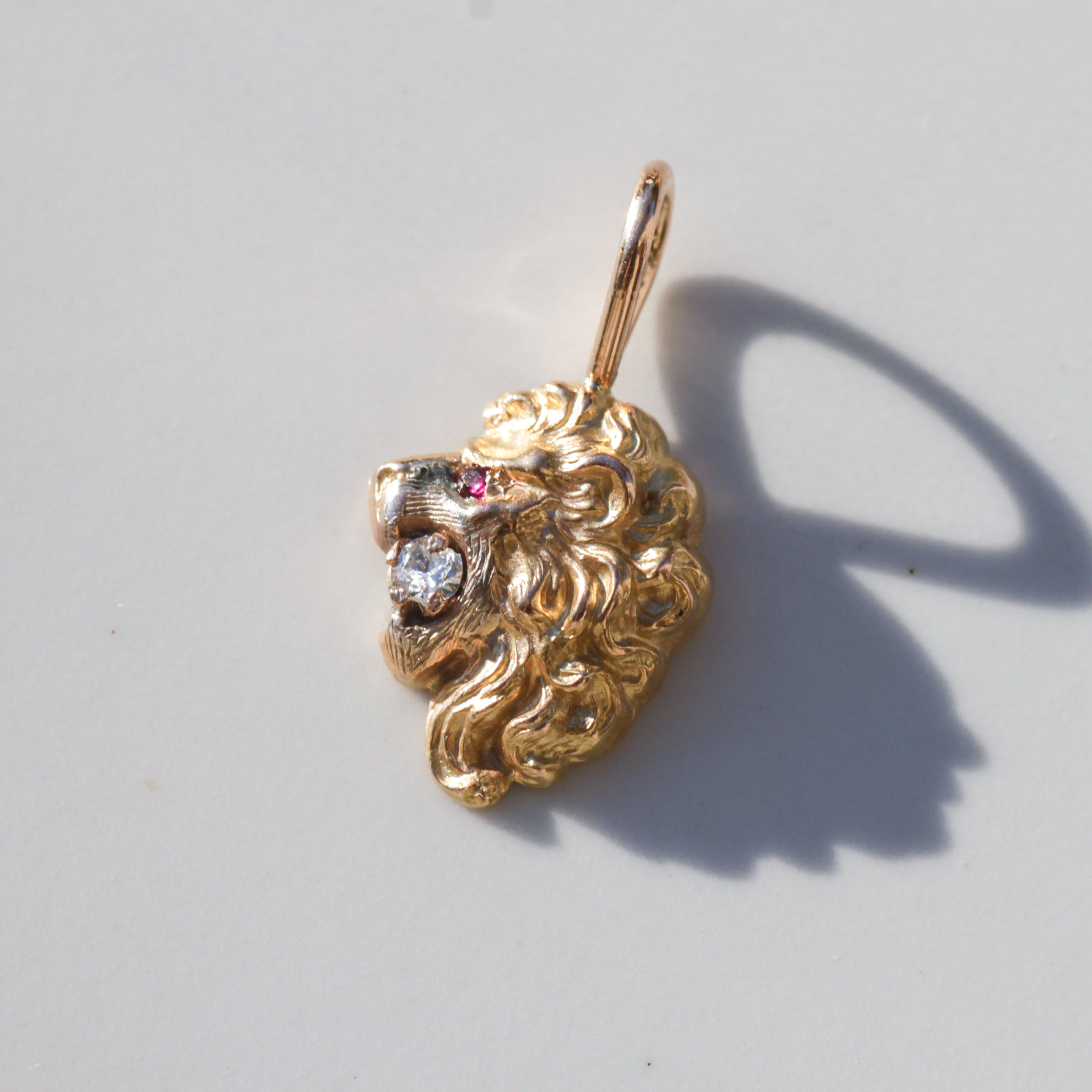 Vintage Diamond Lion's Head Stick Pin Conversion Pendant