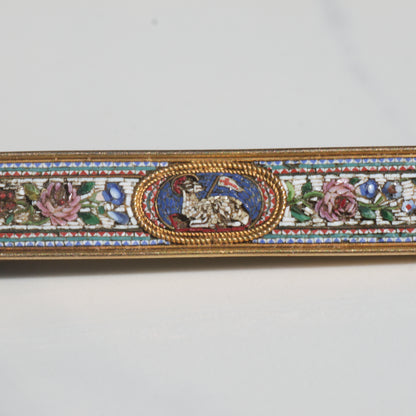 Antique French Micro Mosaic Brooch 18k Gold