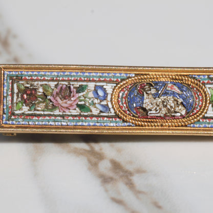 Antique French Micro Mosaic Brooch 18k Gold