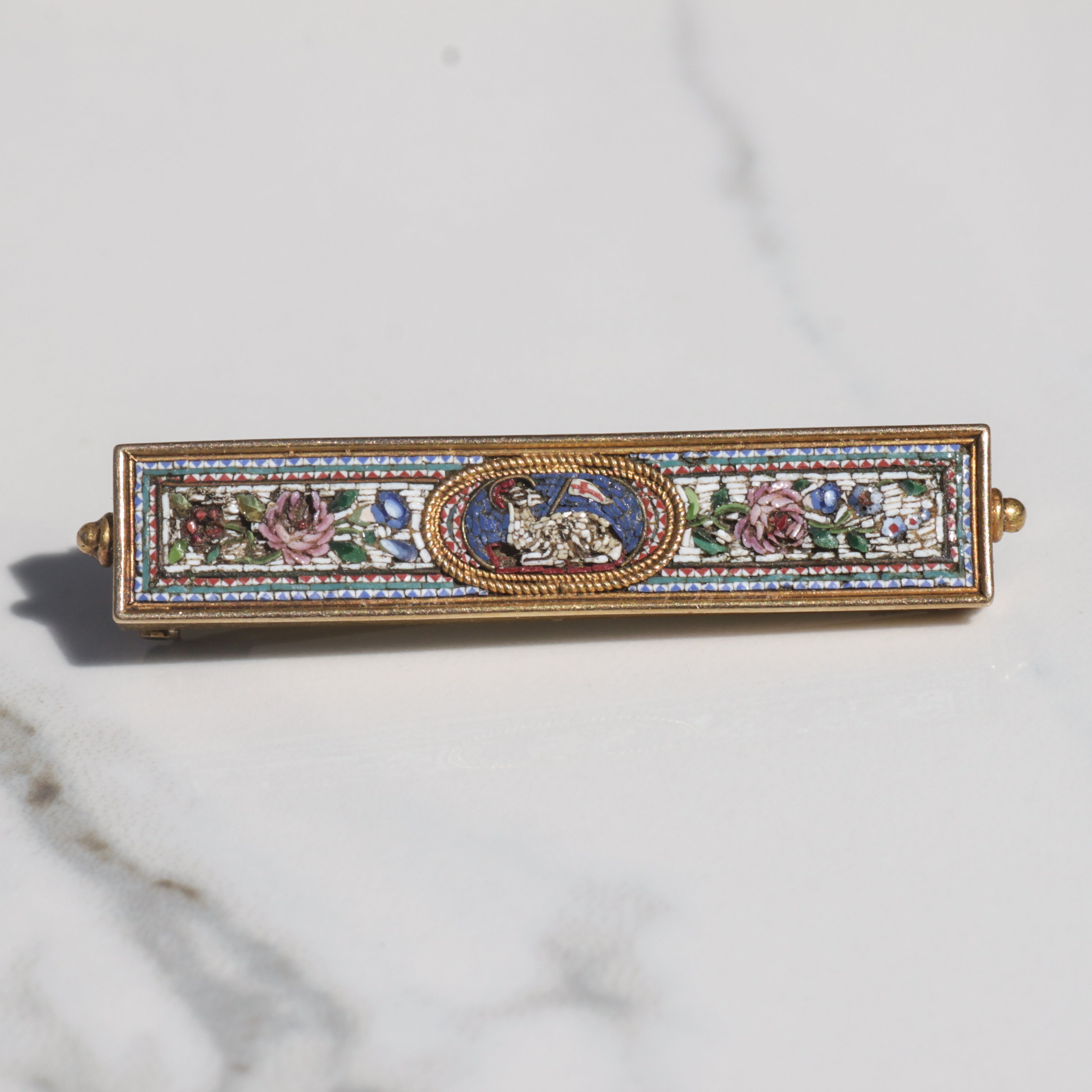 Antique French Micro Mosaic Brooch