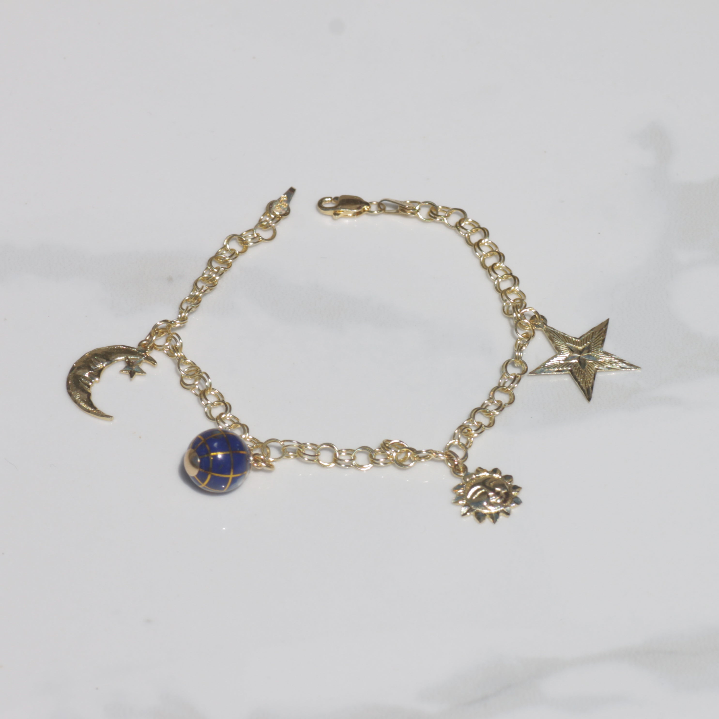 Vintage 10k Gold Celestial Charm Bracelet