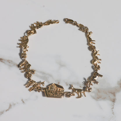 Vintage Noah's Ark Bracelet 10k Gold