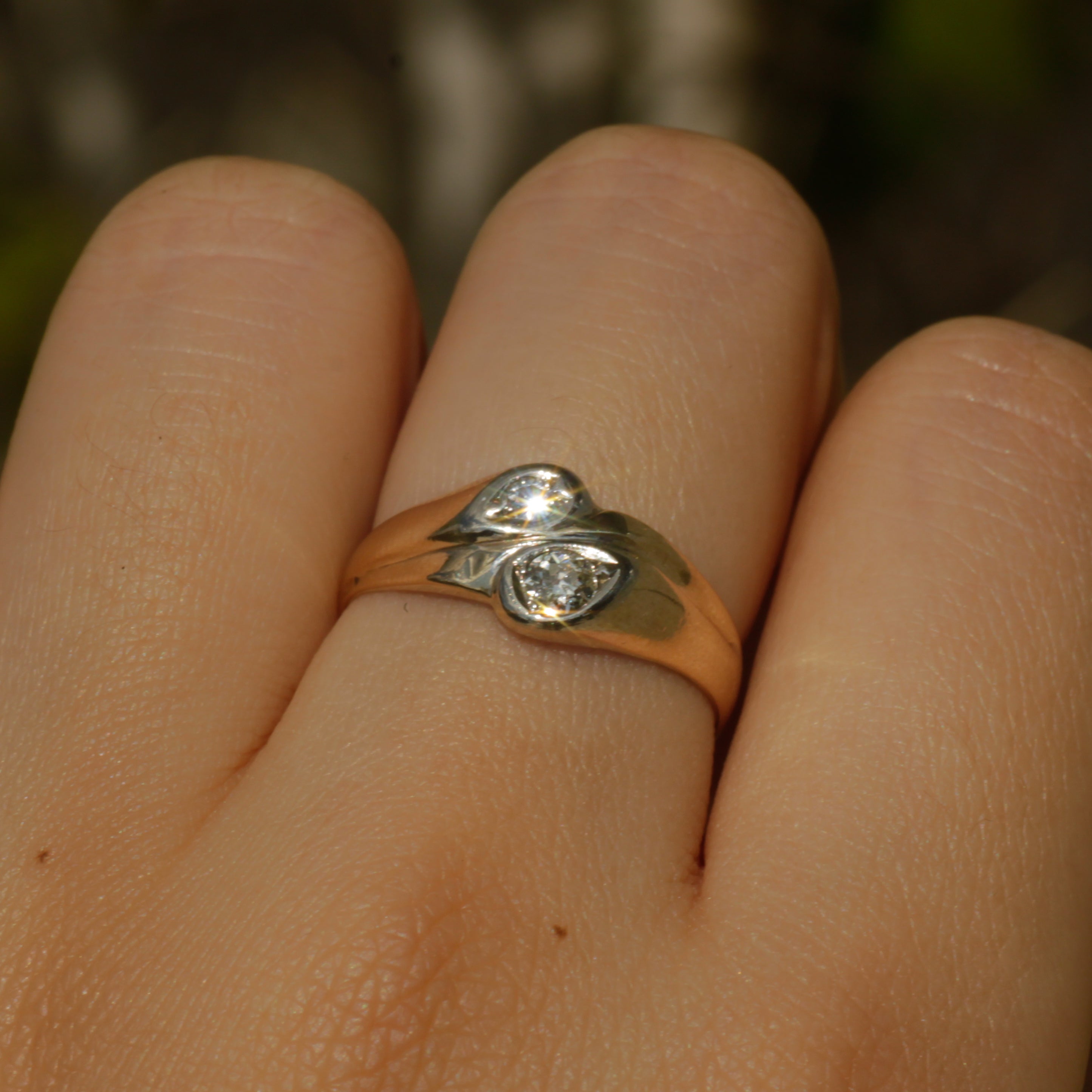 Vintage Diamond Toi et Moi Ring 14k Sz 6 1/4