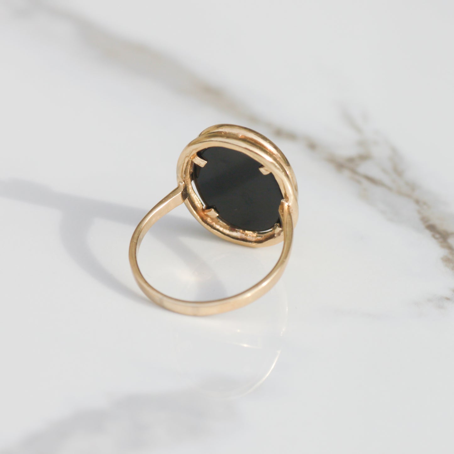 Vintage 14k Diamond + Black Onyx Ring Size 8 1/4