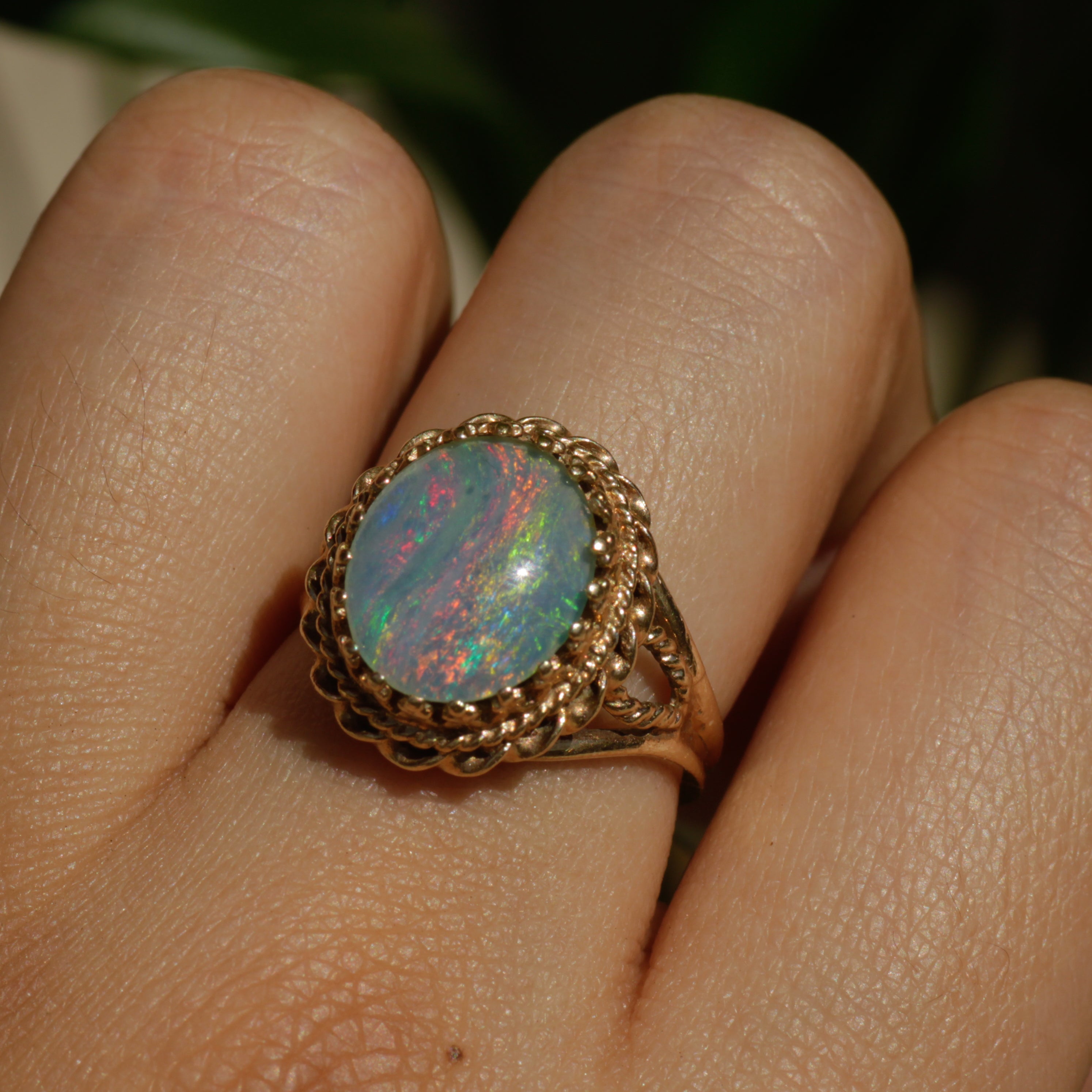 Vintage 10k Opal Triplet Ring Sz 6 1/4